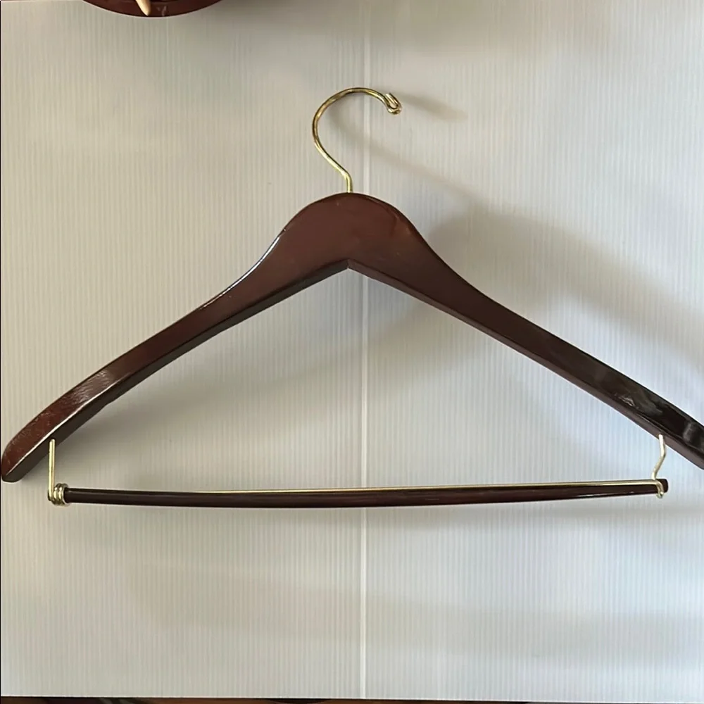 Vintage Walnut Finish Wood Suit Hanger Wood & Brass Suit Hanger